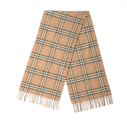 Burberry Merino Wool Cashmere Check Scarf Camel 3 of 4