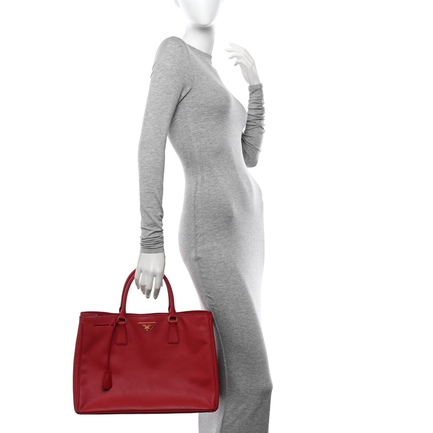 Prada Saffiano Lux Large Tote Fuoco 2 of 15
