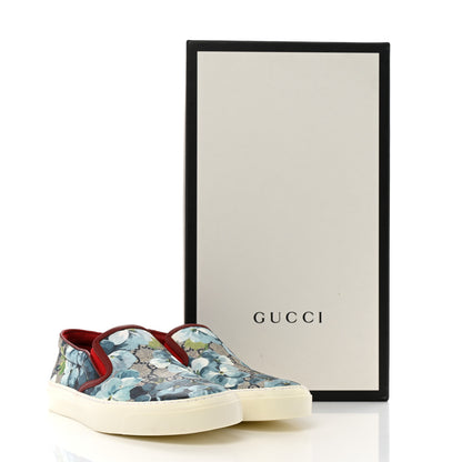 Gucci GG Supreme Monogram Blooms Womens Slip On Sneakers 37 Beige Blue Navy Red 11 of 11