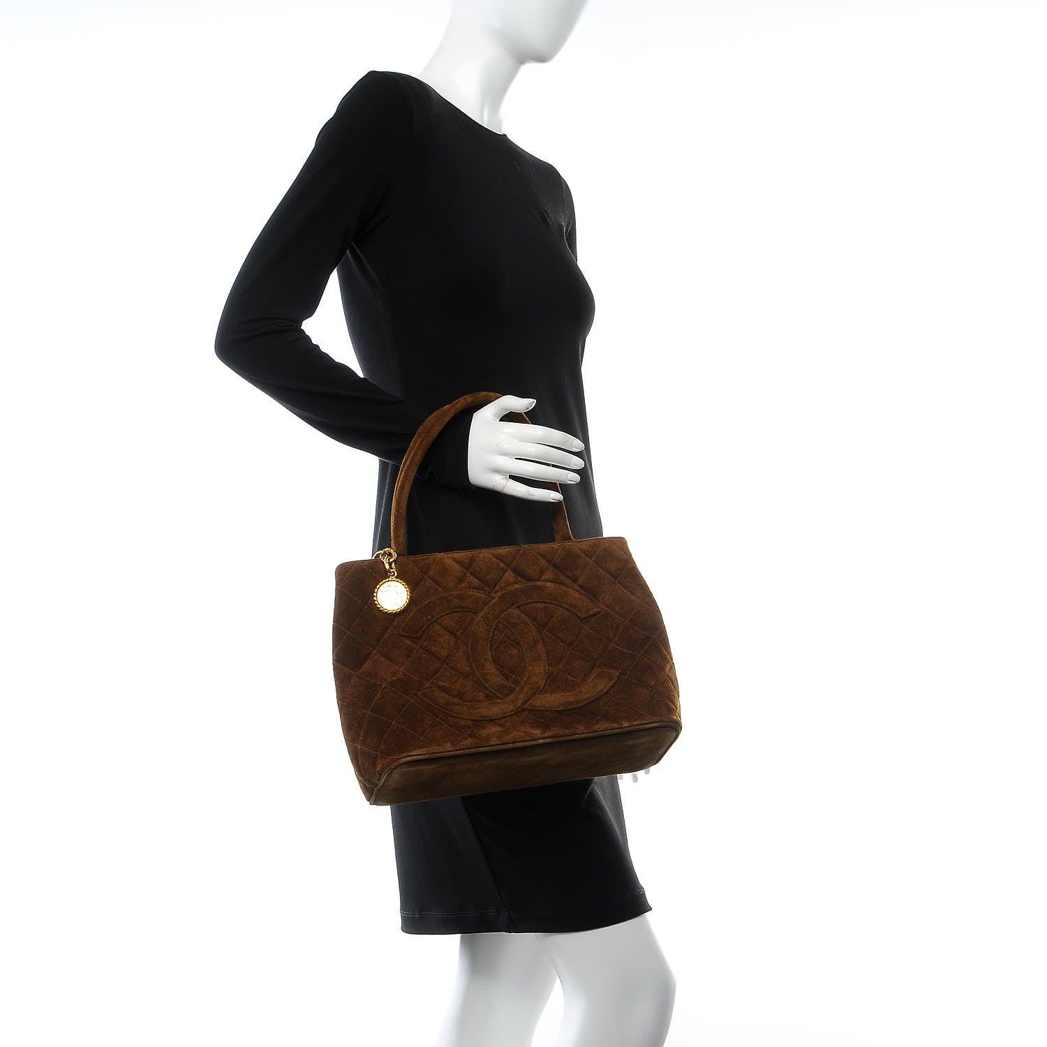 Chanel Suede Quilted Medallion Tote Brown 2 of 8
