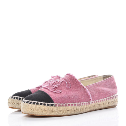 Chanel Linen CC Espadrilles 38 Pink Black 3 of 10