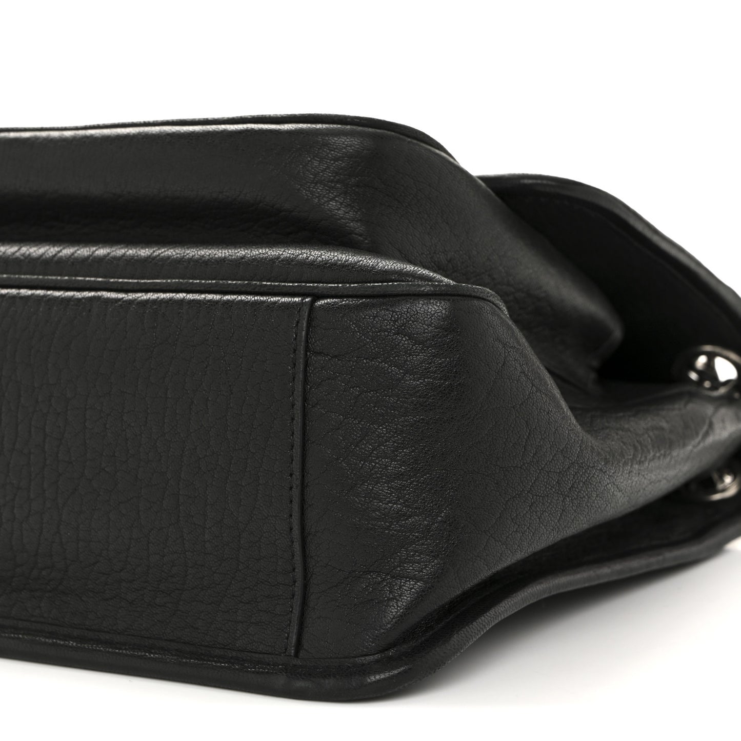 Grained Lambskin Monogram Medium Niki Chain Satchel Black