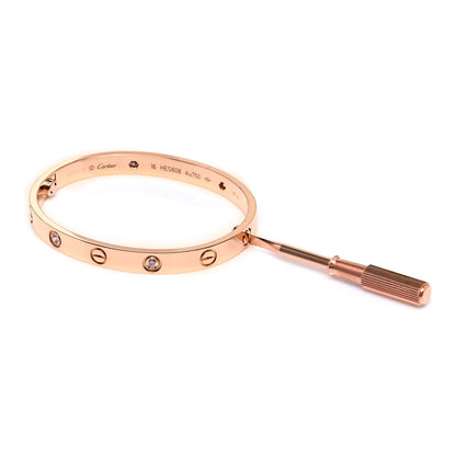 Cartier 18K Pink Gold 4 Diamond LOVE Bracelet 16 5 of 6