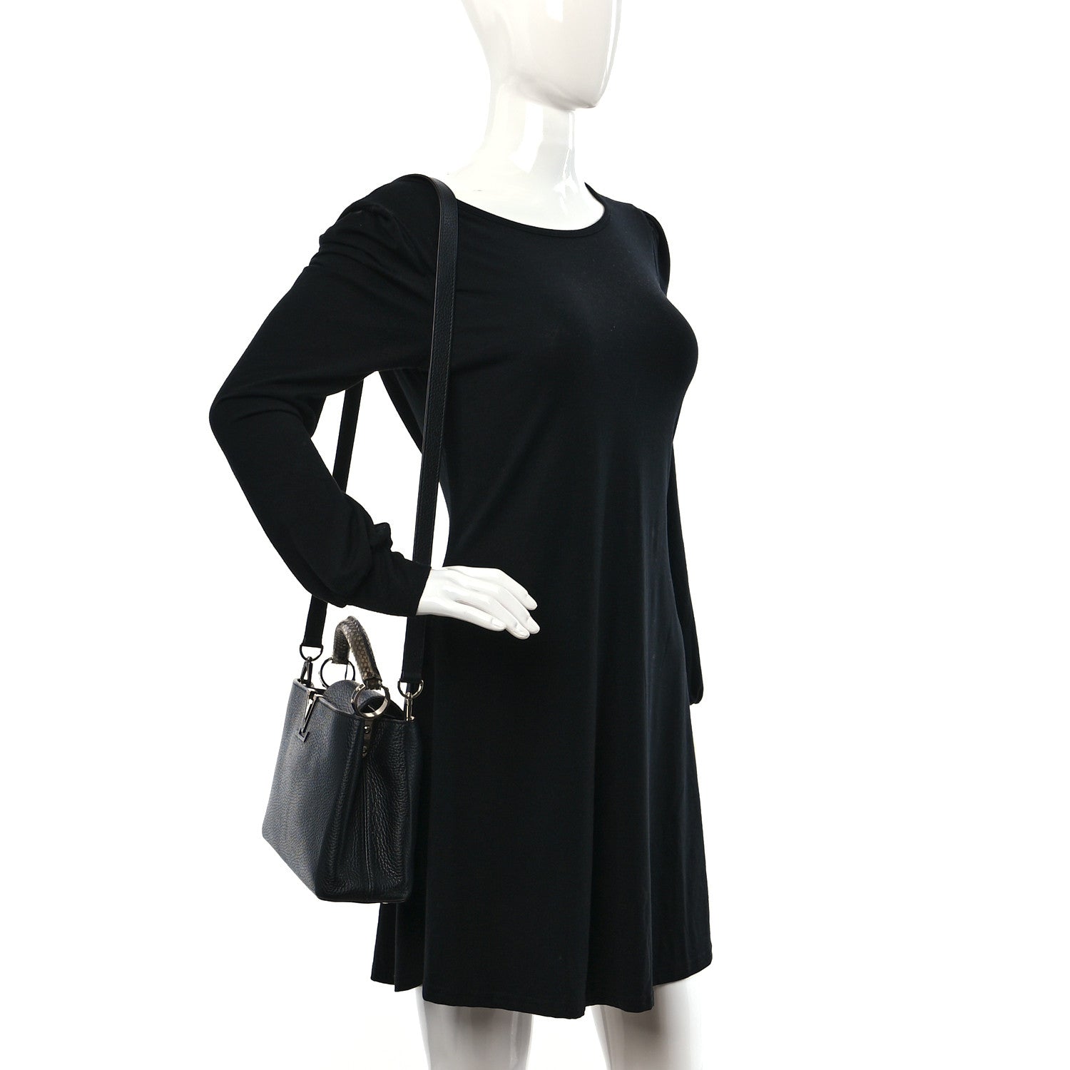 Louis Vuitton Taurillon Snakeskin Capucines BB Black 2 of 8