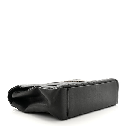 Saint Laurent Sheepskin Matelasse Chevron Monogram Large College Satchel Black 4 of 16
