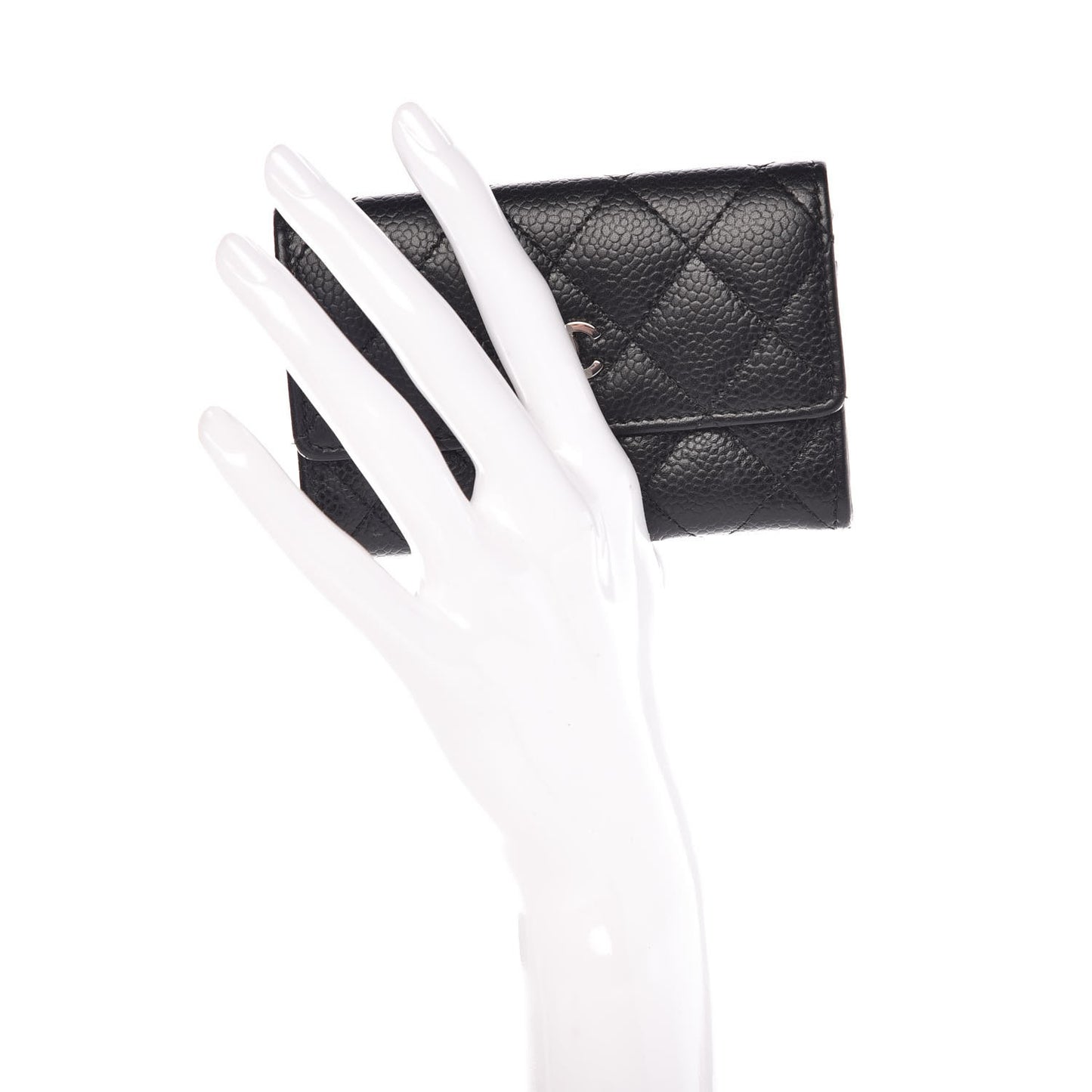Caviar Quilted Flap Card Holder Black