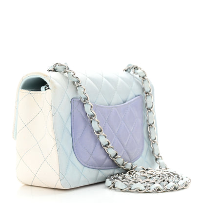 Chanel Perforated Lambskin Quilted Mini Rectangular Flap Light Blue Light Purple White 3 of 15