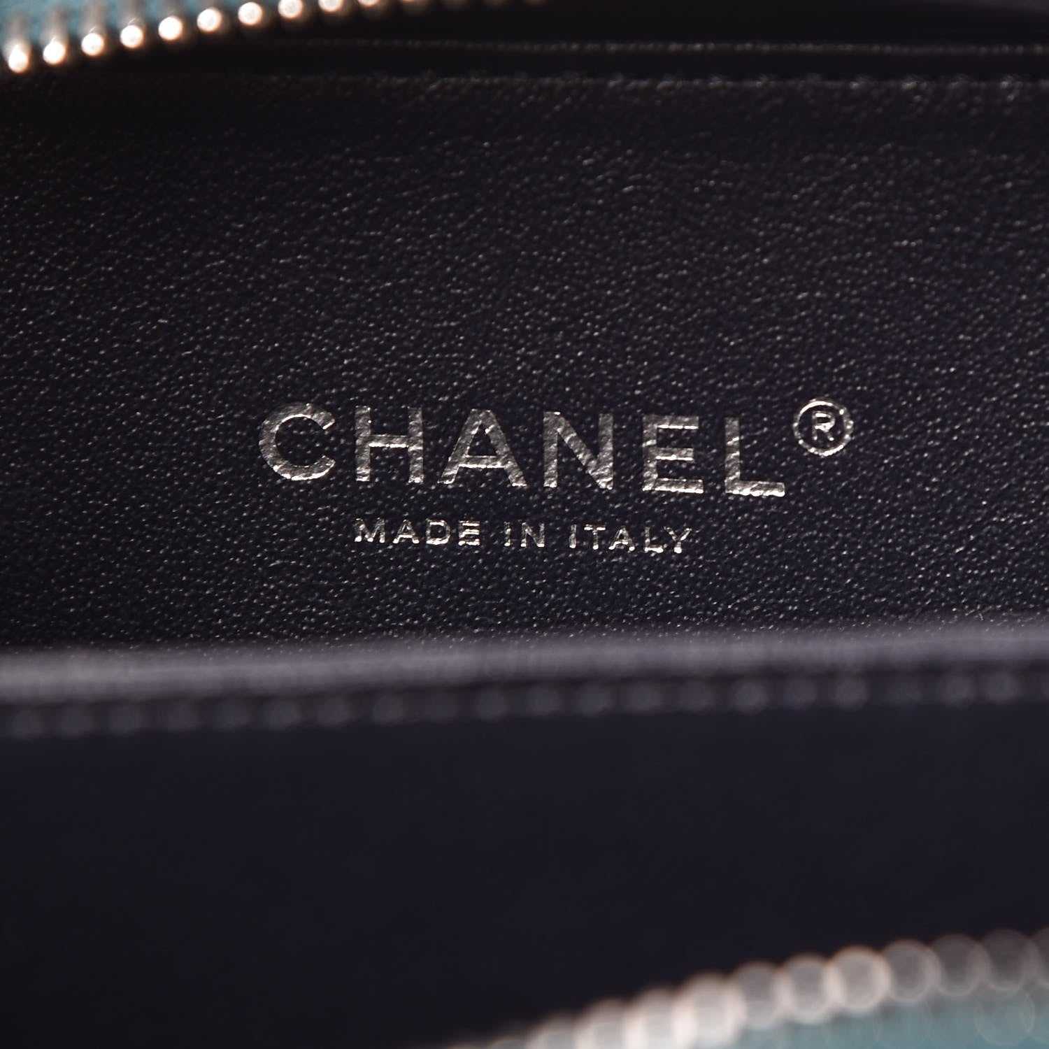 Chanel Iridescent Caviar Quilted Small CC Filigree Vanity Case Dark Turquoise 6 of 8
