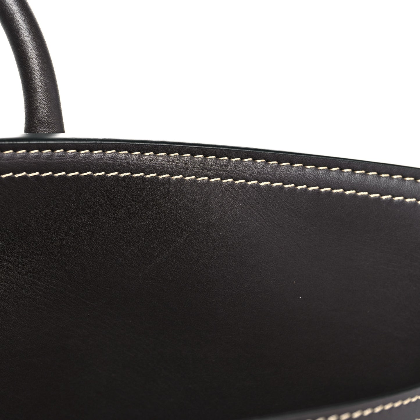 Calfskin Medium Society Top Handle Tote Dark Brown