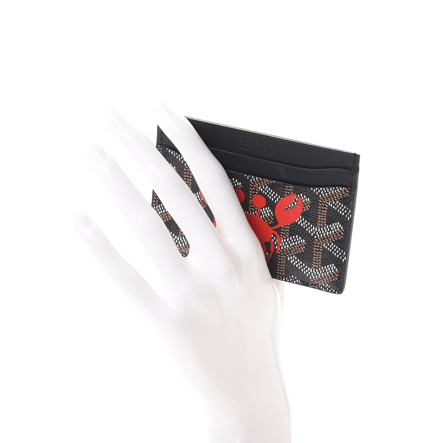 Goyardine Crab Painted Saint Sulpice Card Holder Black