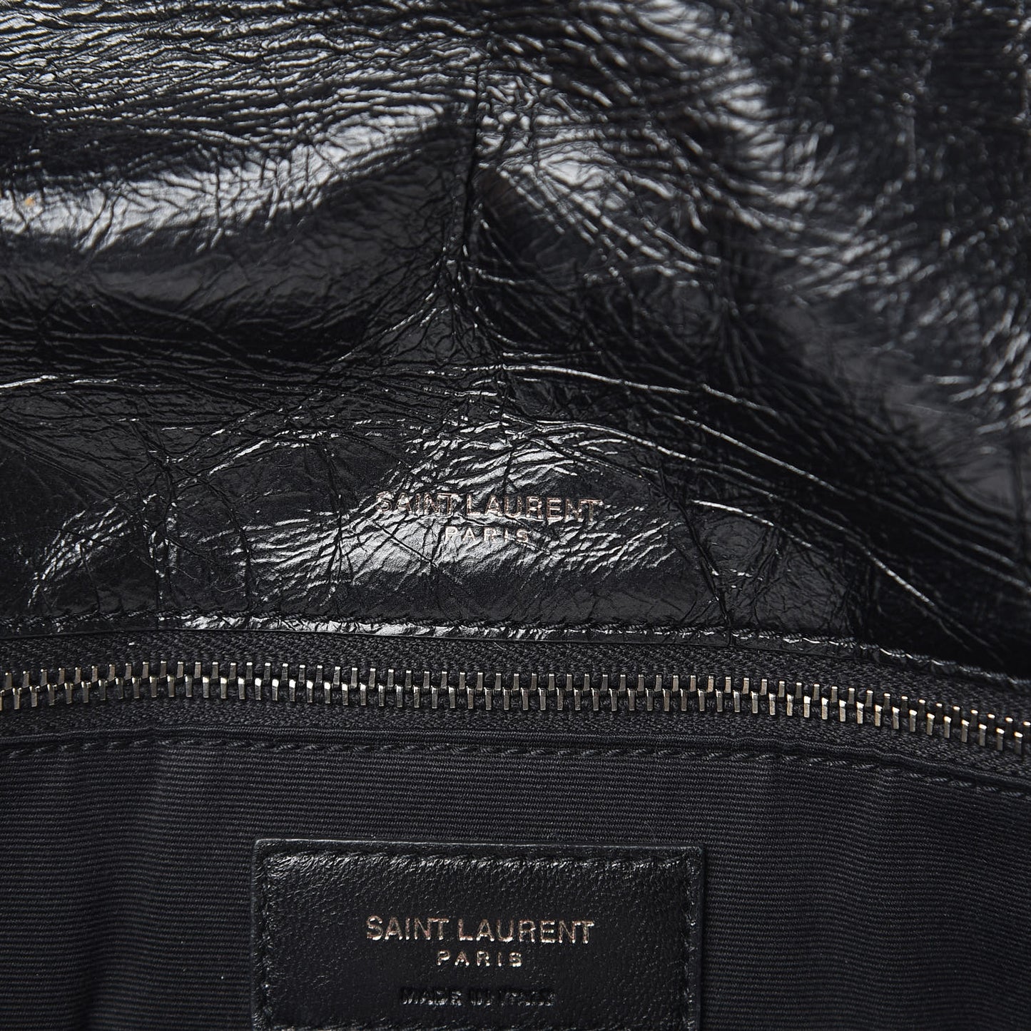 Crinkled Calfskin Matelasse Monogram Large Niki Chain Satchel Black
