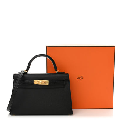 Hermes Madame Calfskin Matte Alligator Mini Kelly Sellier Touch 20 Black 14 of 14