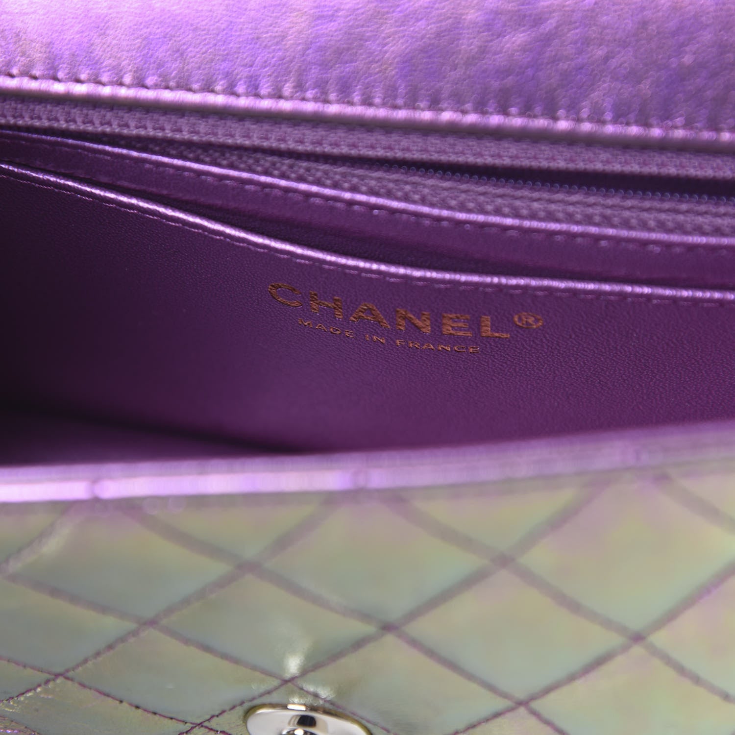 Chanel Iridescent Lambskin Quilted Mini Rectangular Flap Purple 8 of 11