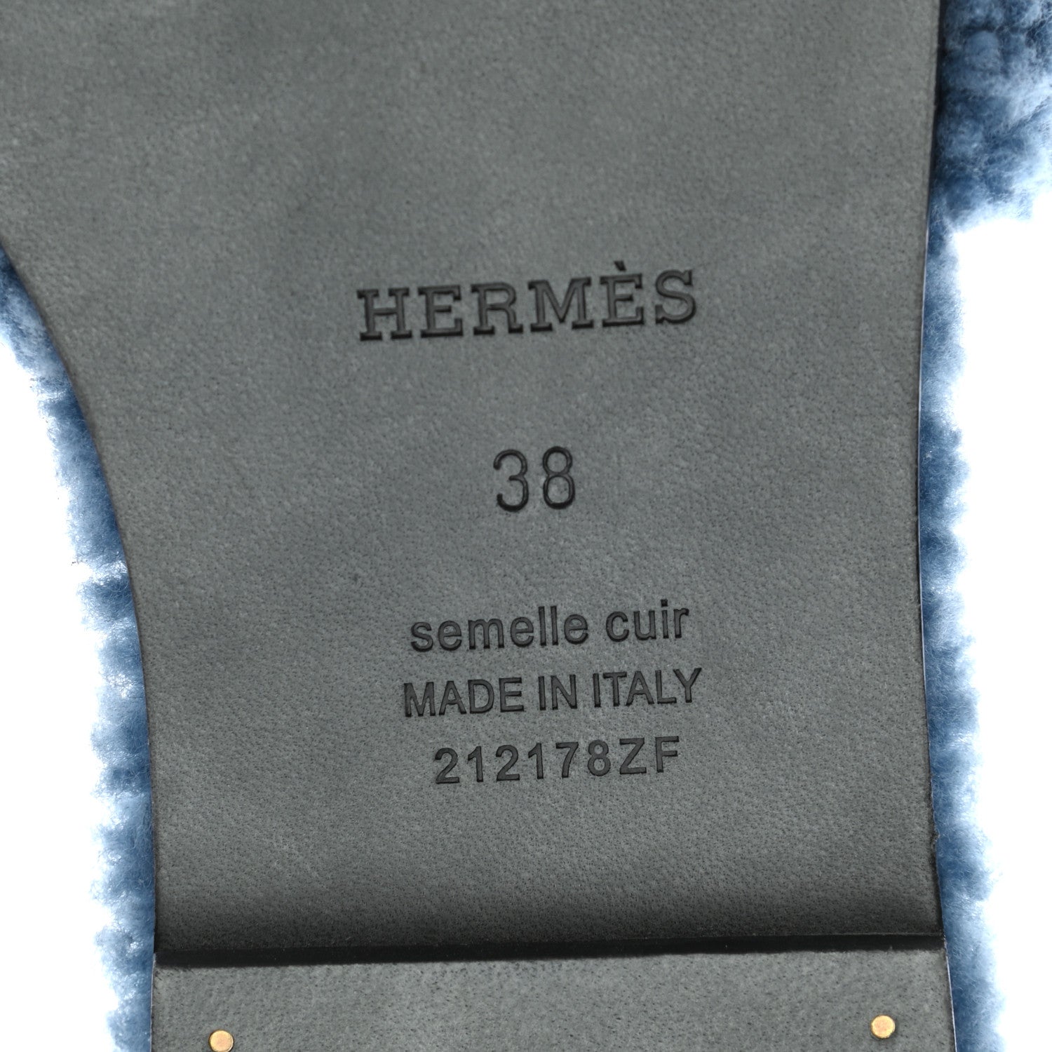 Hermes Woolskin Oran Sandals 38 Bleu 6 of 8
