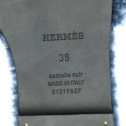 Hermes Woolskin Oran Sandals 38 Bleu 6 of 8