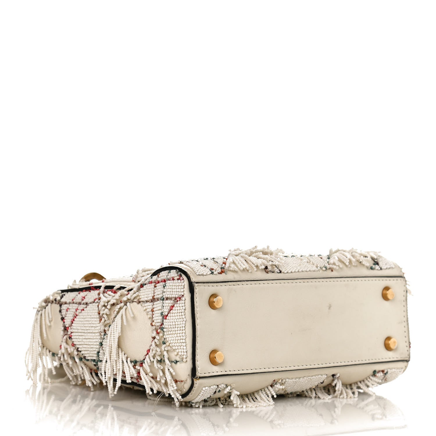 Christian Dior Lambskin Beaded Fringe Mini Lady Dior White 4 of 12