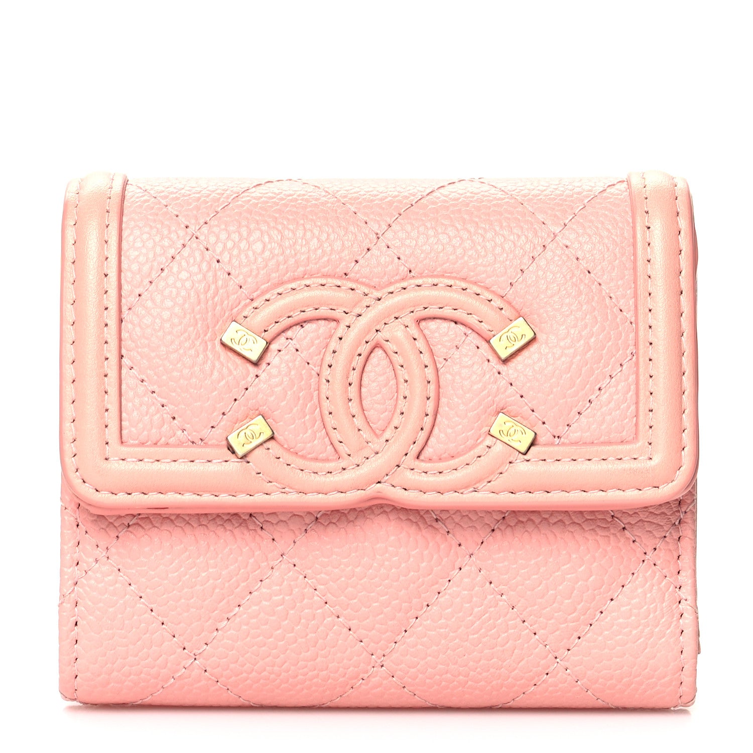 Chanel Caviar Quilted Medium Filigree Flap Wallet Pink 1 of 9