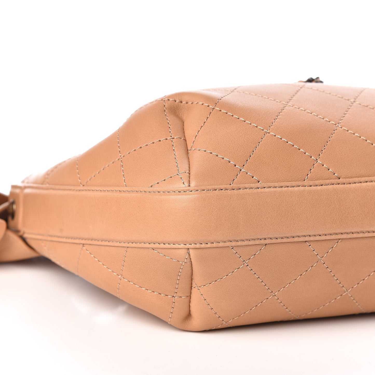 Calfskin Stitched Small Paris Rome Drawstring CC Bag Beige