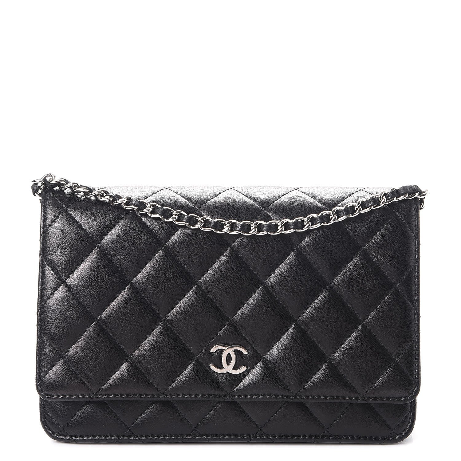 Chanel Lambskin Quilted Wallet On Chain WOC Black 1 of 8