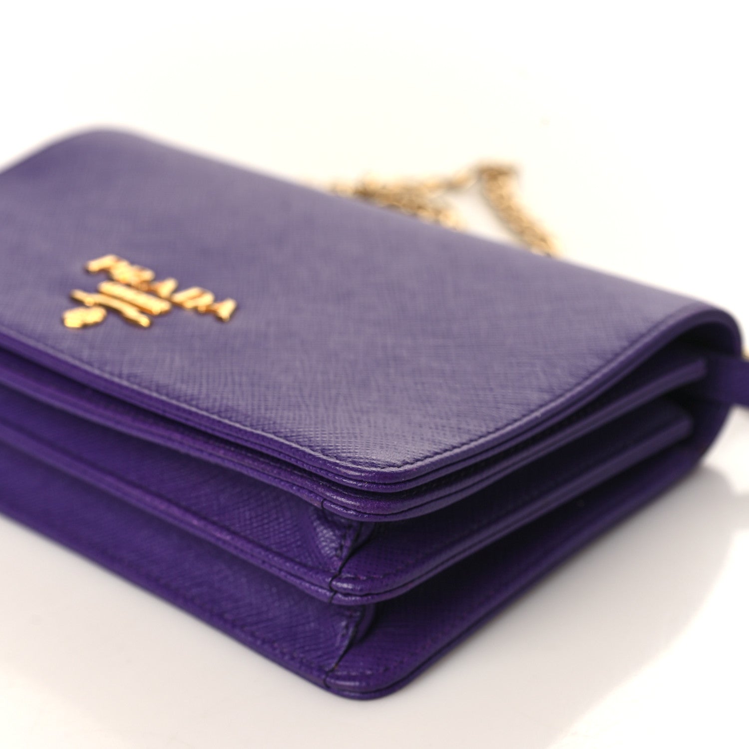Prada Saffiano Lux Chain Wallet Viola 7 of 7