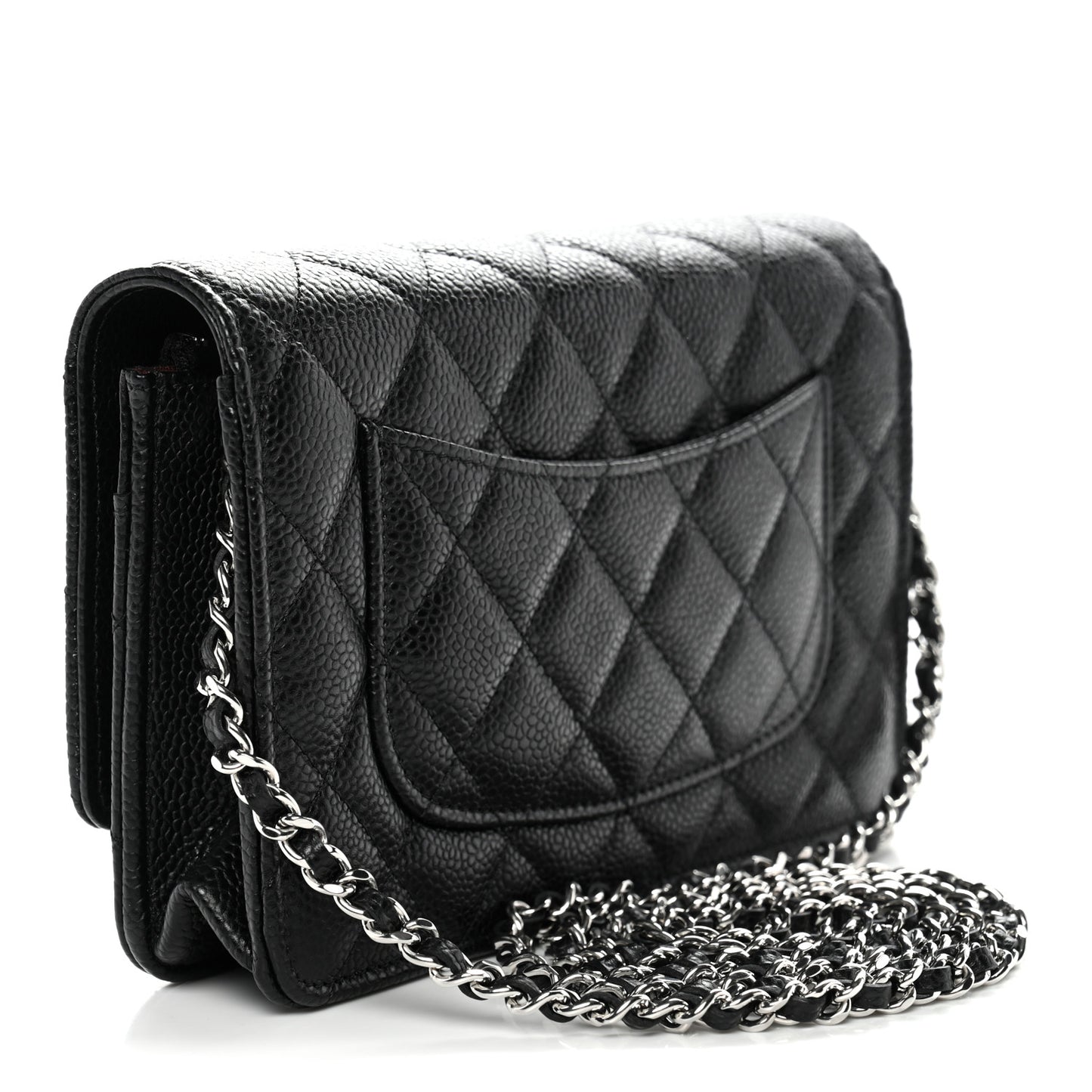 Caviar Quilted Wallet on Chain WOC Black