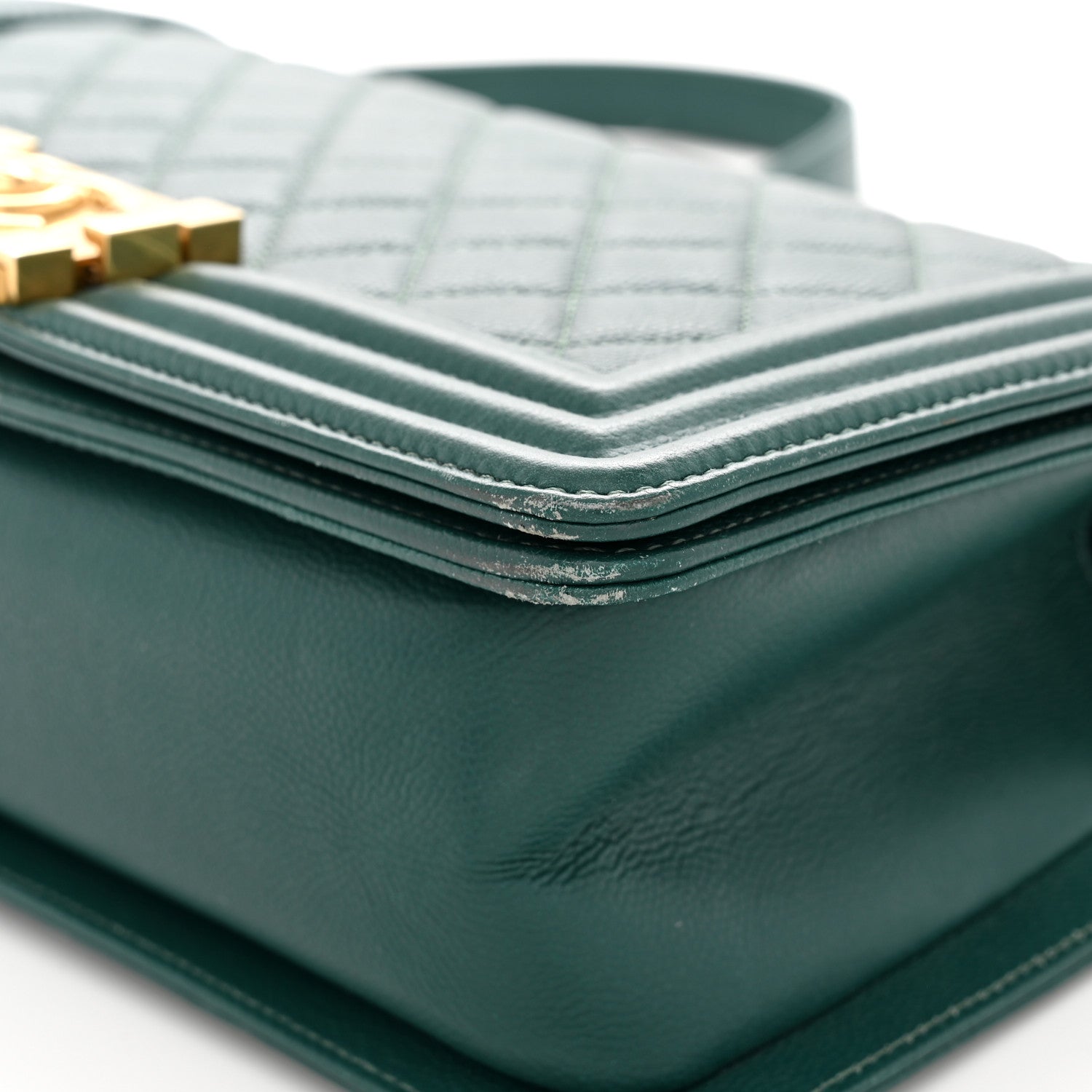Chanel Caviar Quilted Medium Boy Flap Dark Green 11 of 13