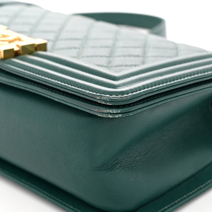 Chanel Caviar Quilted Medium Boy Flap Dark Green 11 of 13