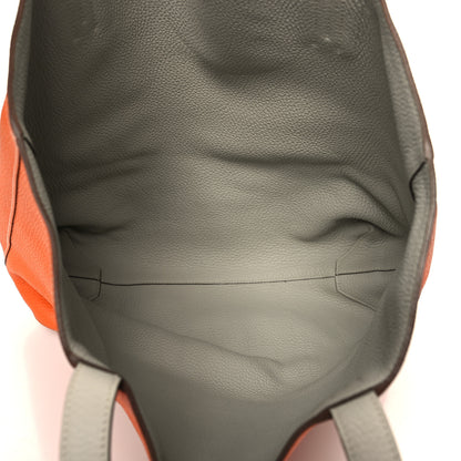 Hermes Taurillon Clemence Double Sens 36 Reversible Tote Gris Perle Orange 5 of 16