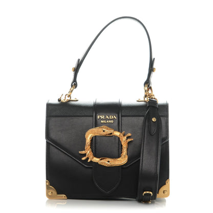 Prada City Calf Saffiano Animalier Top Handle Bag Black 1 of 6