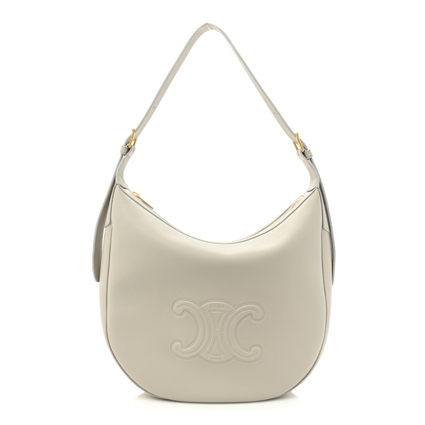 Supple Calfskin Cuir Triomphe Heloise Shoulder Bag Light Stone