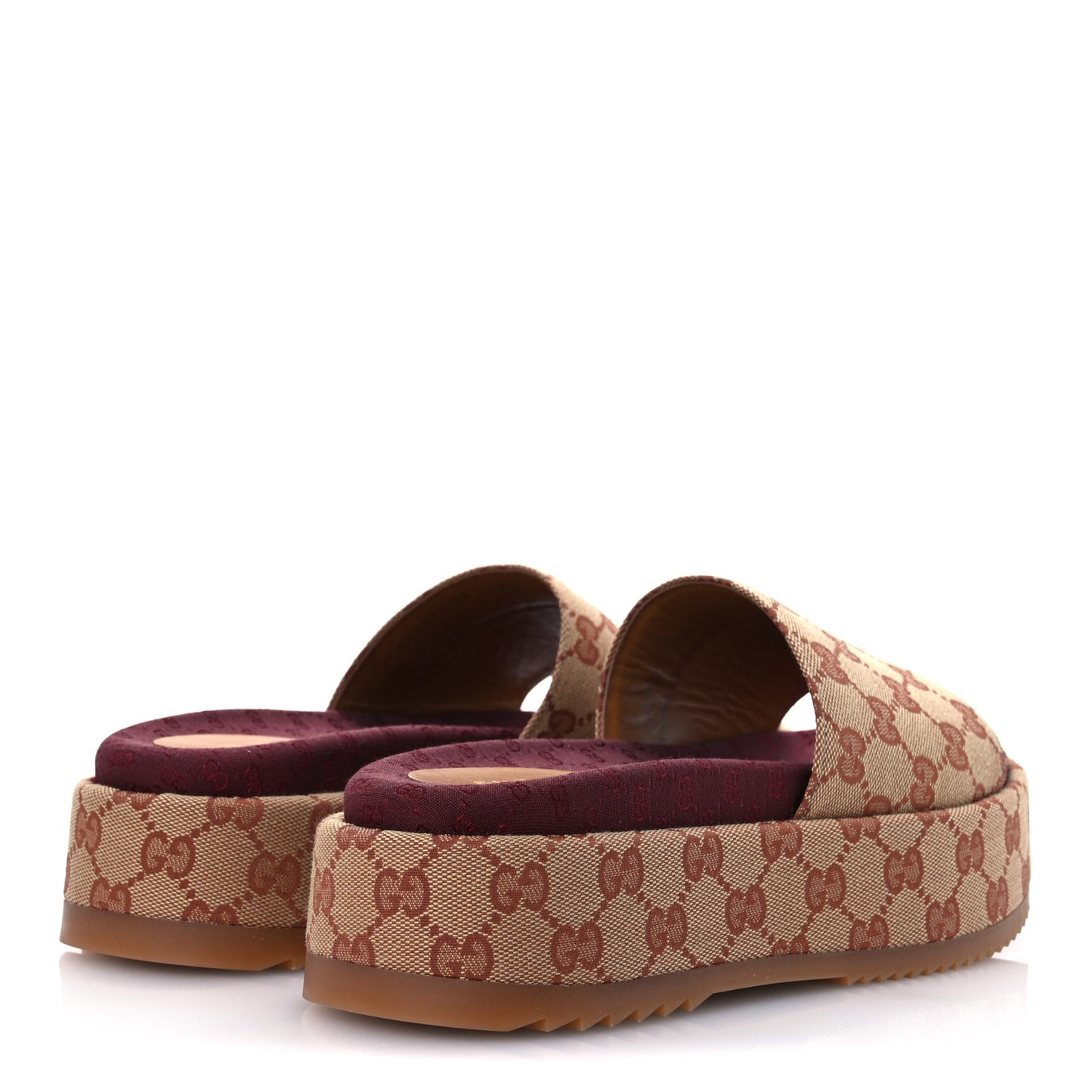Canvas GG Monogram Angelina Platform Slide Sandals 39 Beige Ruggine