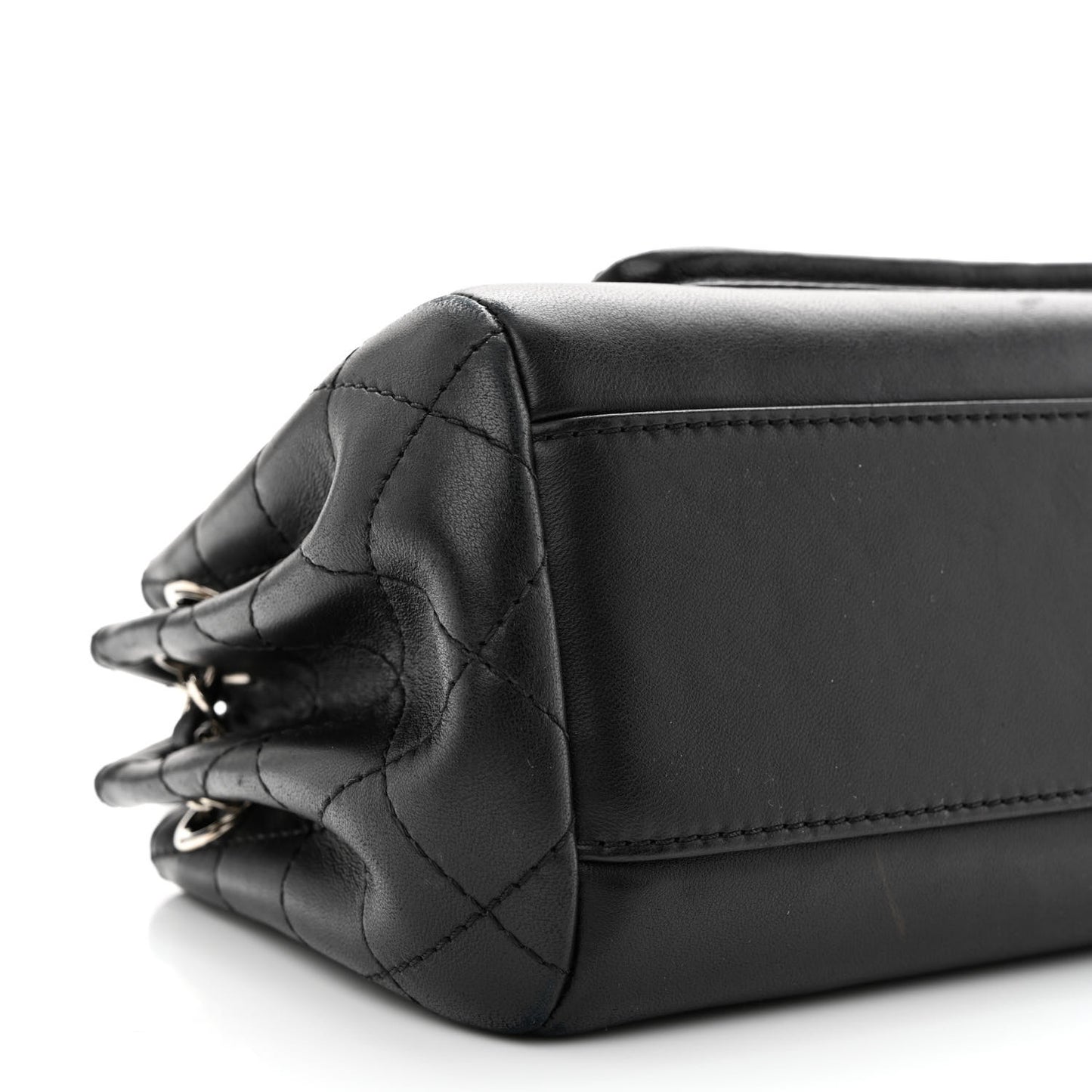 Lambskin Quilted CC Small Accordion Shopping Bag Black