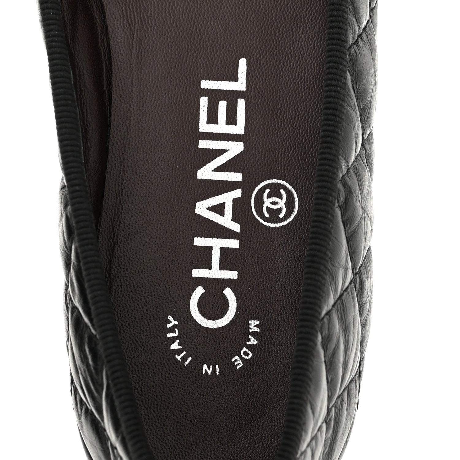 Chanel Aged Calfskin Quilted CC Cap Toe Ballerina Flats 35.5 Black 7 of 9