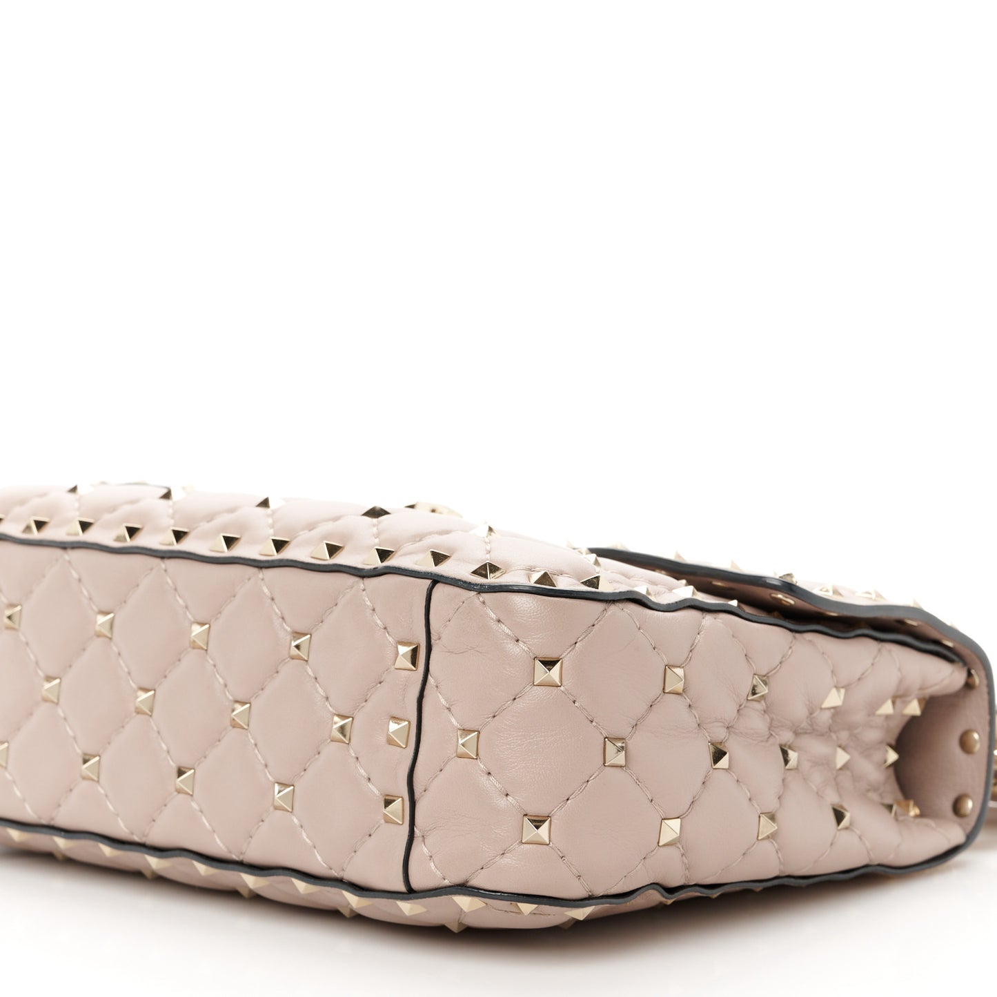 Lambskin Medium Rockstud Spike Shoulder Bag Poudre