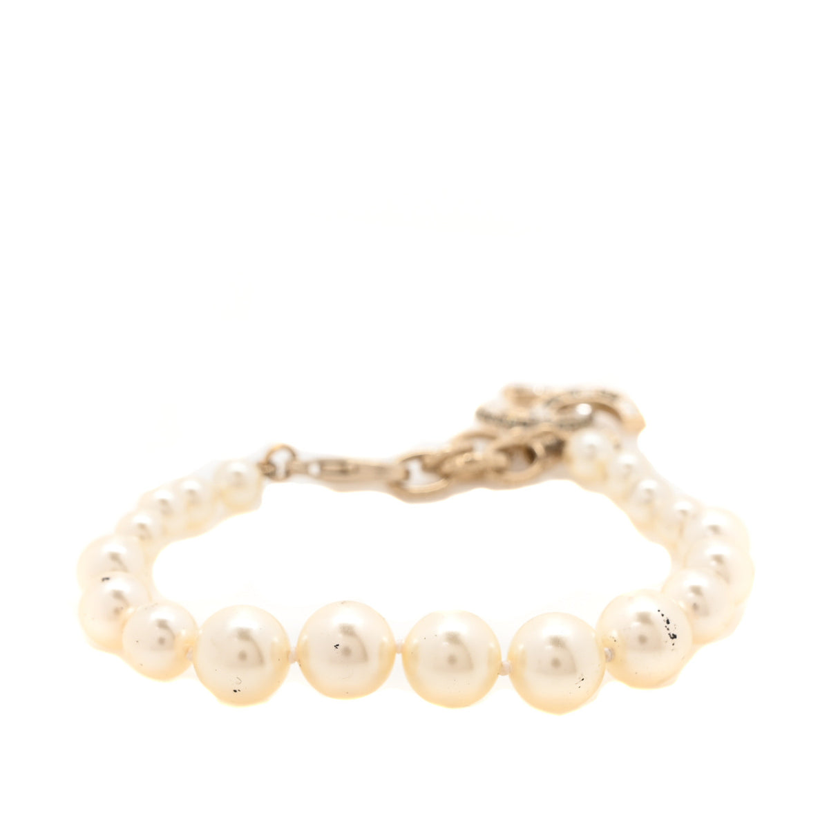 Chanel Graduated Pearl Crystal CC Bracelet Gold 1 of 5