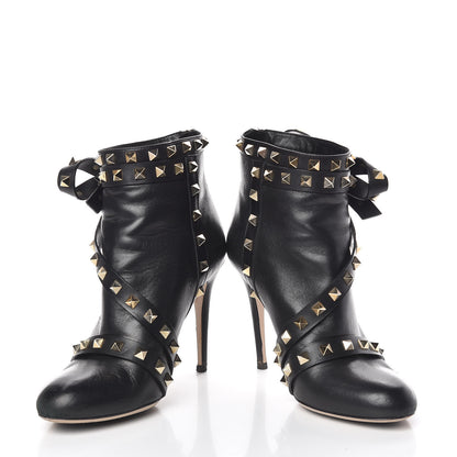 Valentino Garavani Calfskin Rockstud Bow Ankle Booties 36.5 Black 5 of 15