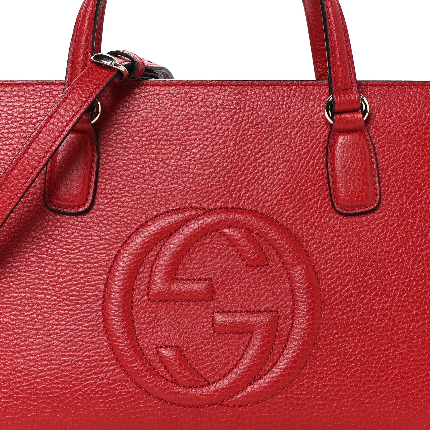 Gucci Dollar Calfskin Medium Soho Top Handle Satchel Hibiscus Red 8 of 10