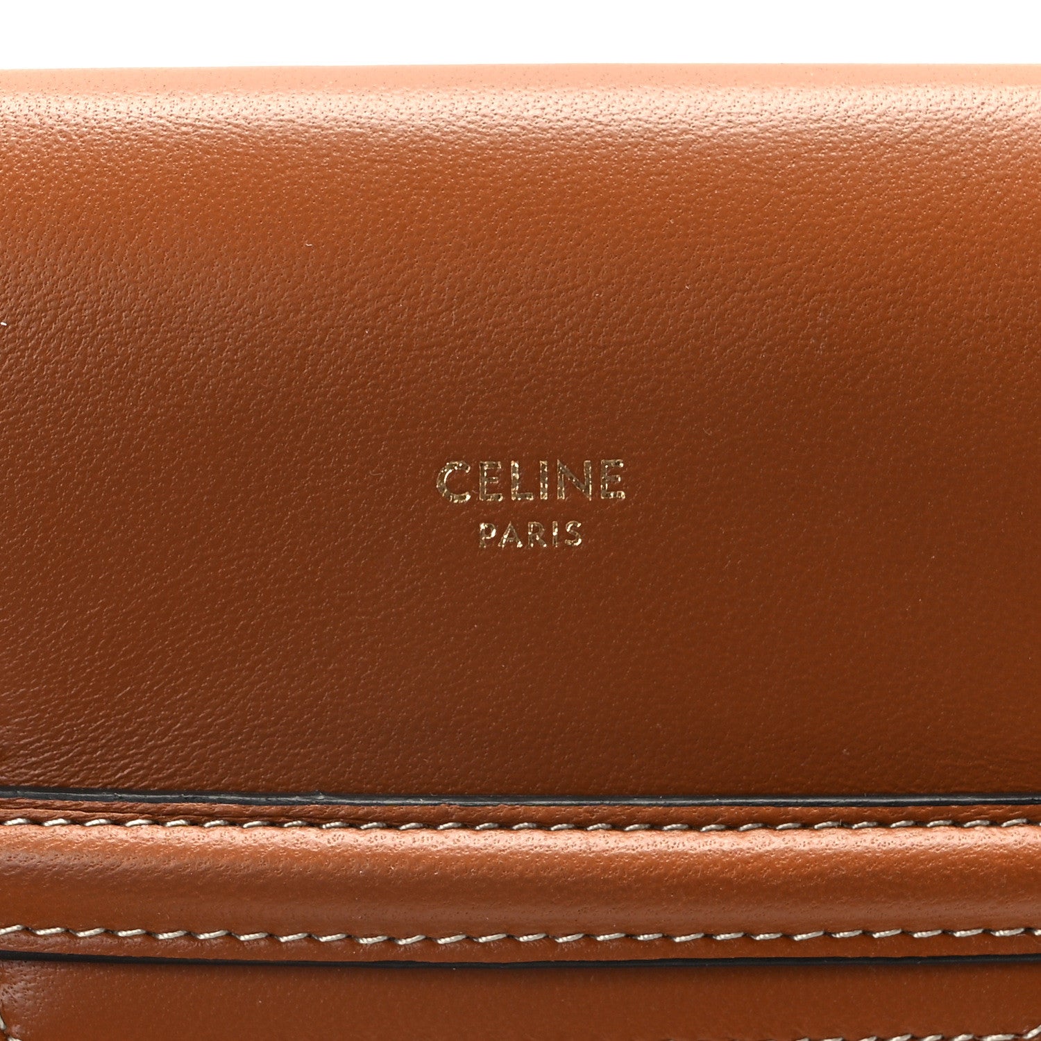 Celine Triomphe Canvas Lambskin Phone Pouch With Flap Tan 6 of 11