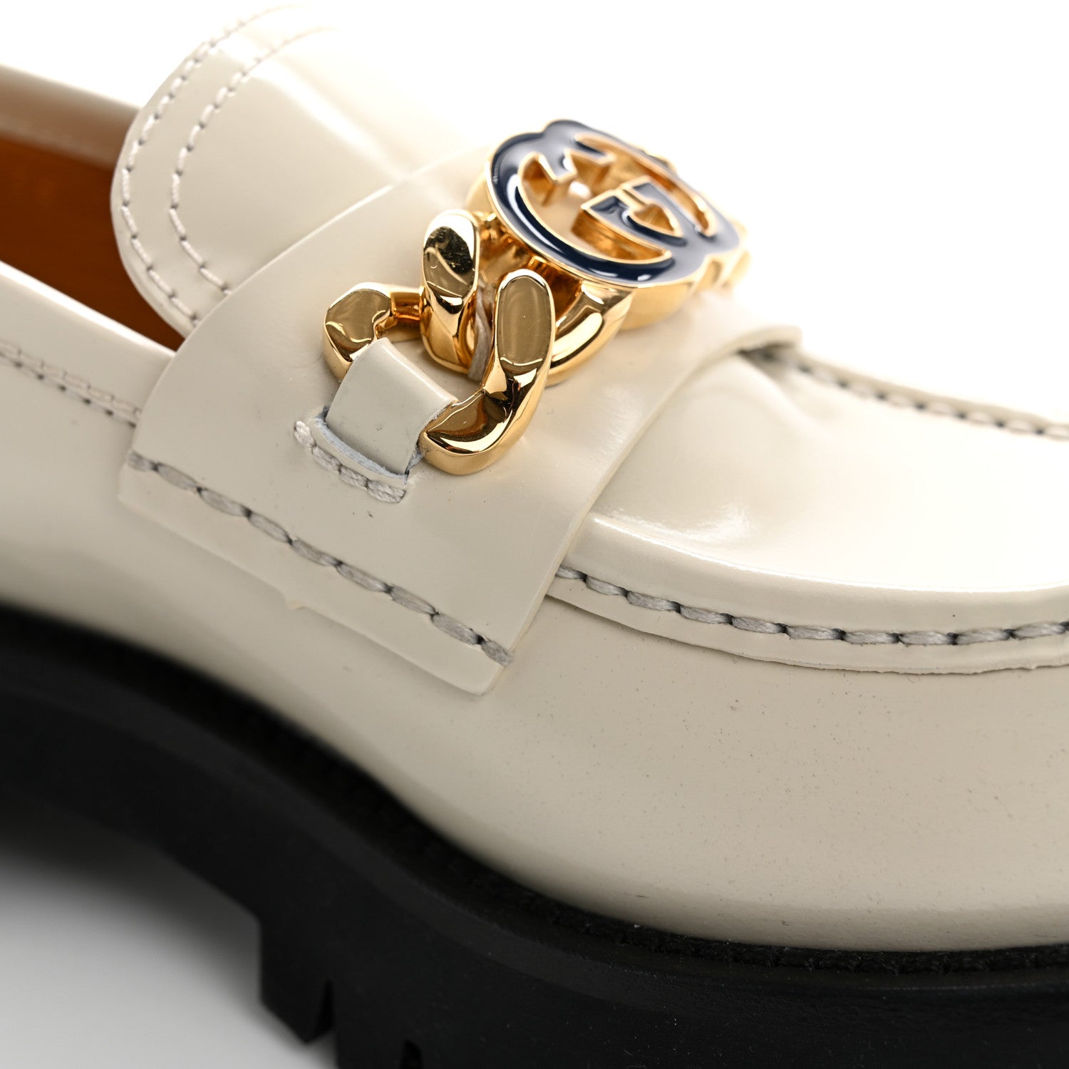 Gucci Cordovan Lux Womens Jeanne Platform Lug Sole 30/45mm Loafers 36 Mystic White 11 of 12