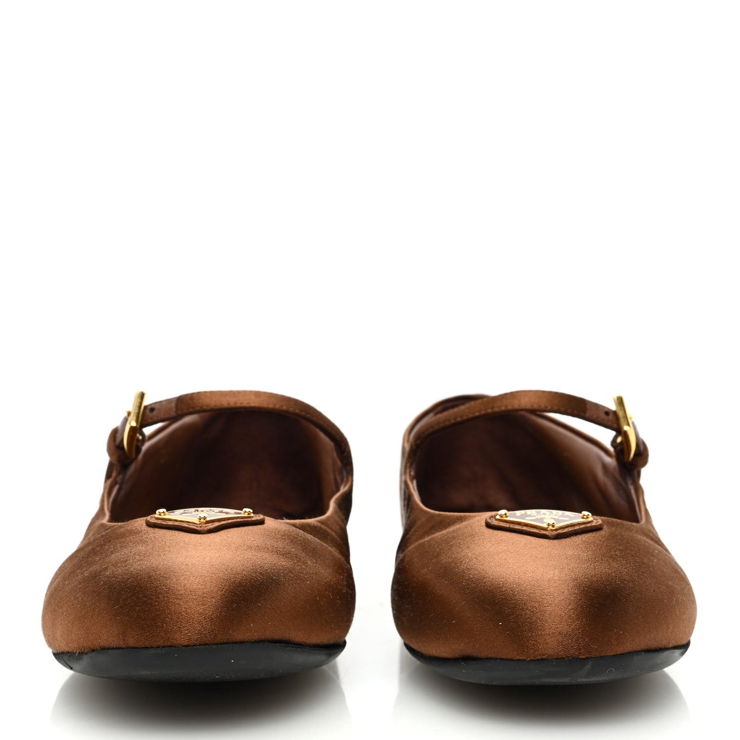 Satin Triangle Ballerina Flats 36.5 Tobacco