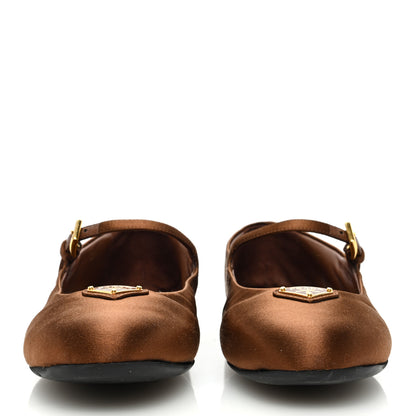 Prada Satin Triangle Ballerina Flats 36.5 Tobacco 3 of 7