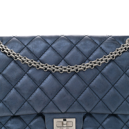 Chanel Metallic Aged Calfskin Quilted 2.55 Reissue 226 Flap Dark Navy Blue 8 of 12