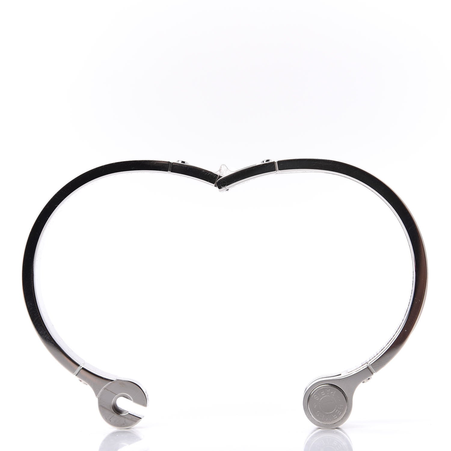 Hermes Enamel Charniere Uni Narrow Hinged Bracelet S Beige Rose 10 of 12