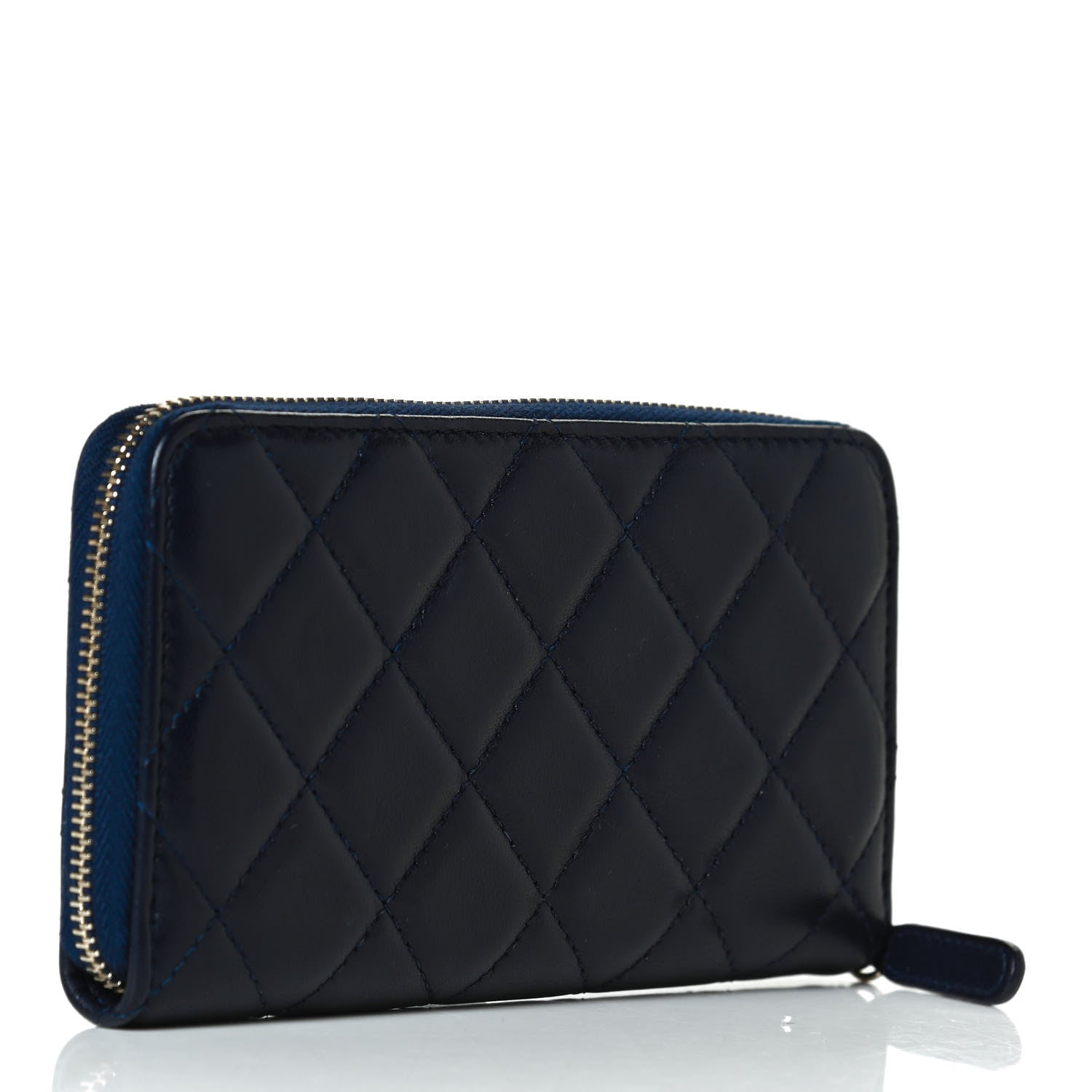 Chanel Lambskin Quilted Small Lucky Charms Zip Around Wallet Navy 3 of 12