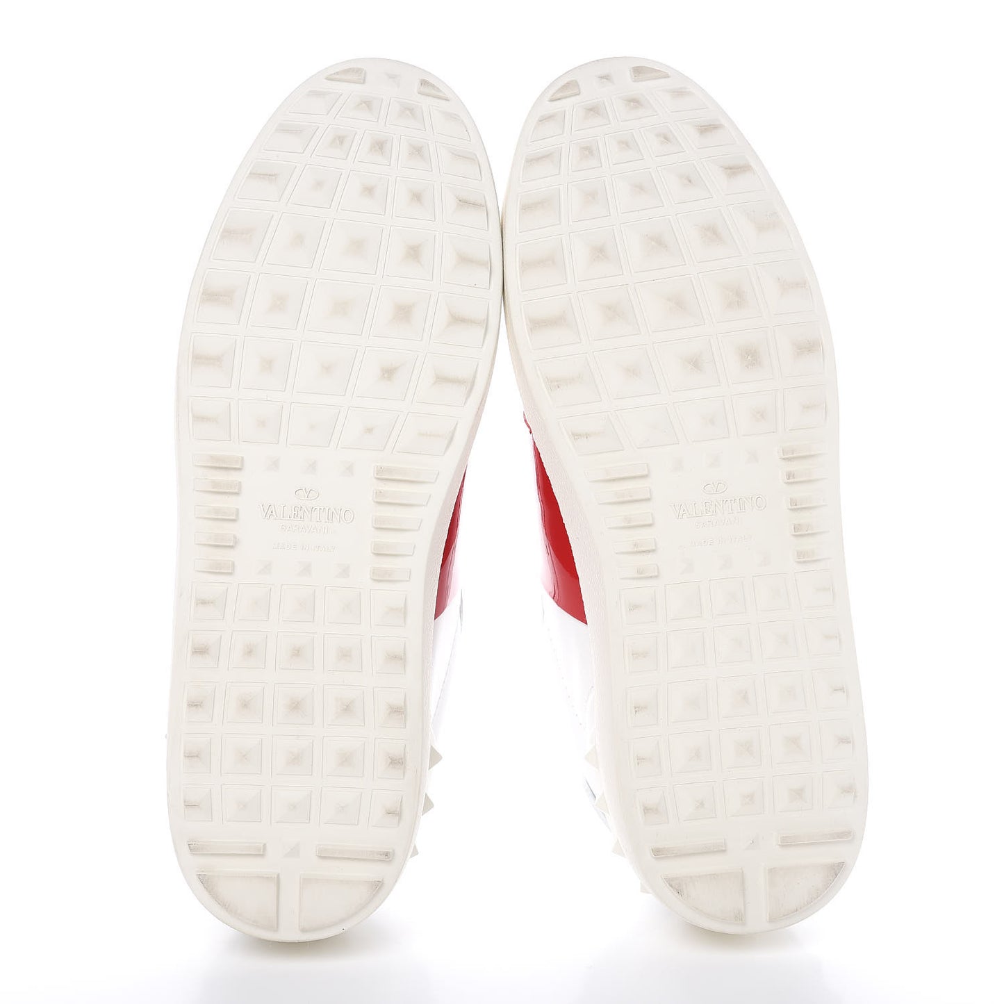 Calfskin Patent Rockstud Open Sneakers 39 White Rosso Valentino