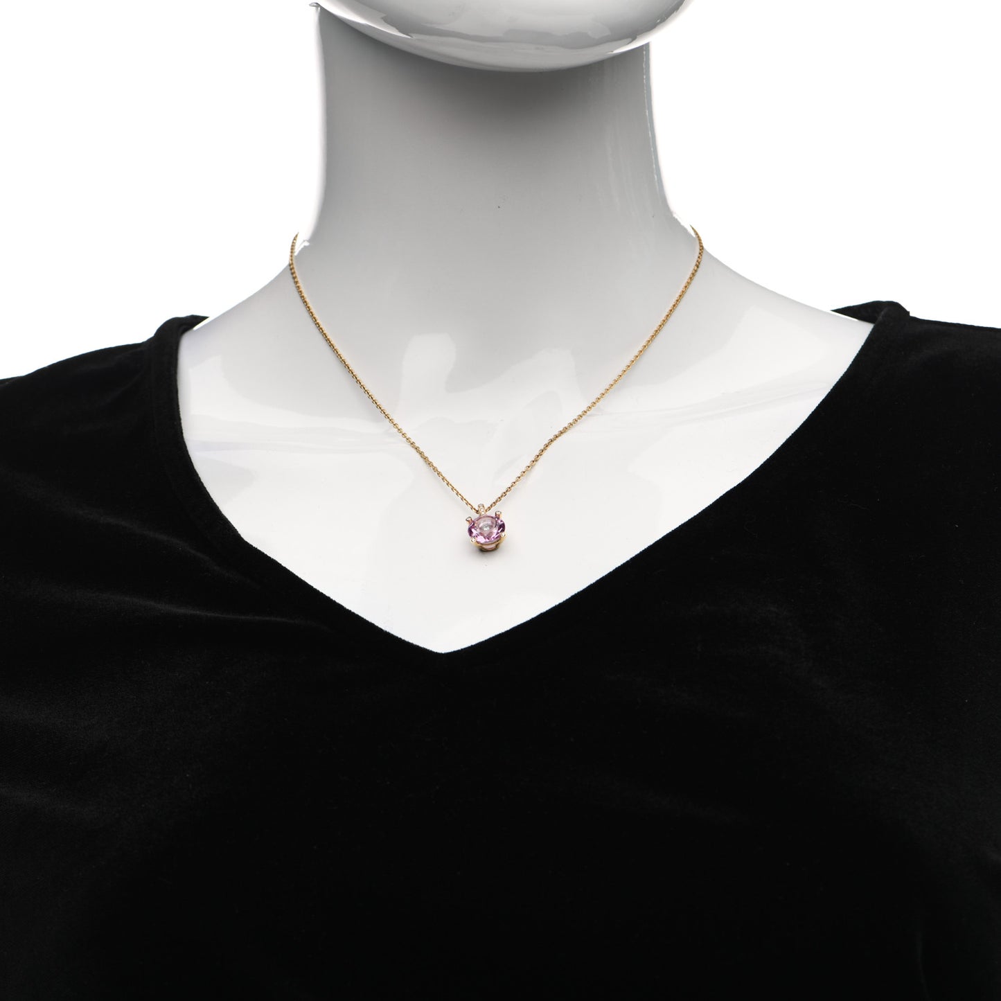 18K Yellow Gold Diamond Pink Sapphire So Happy Necklace