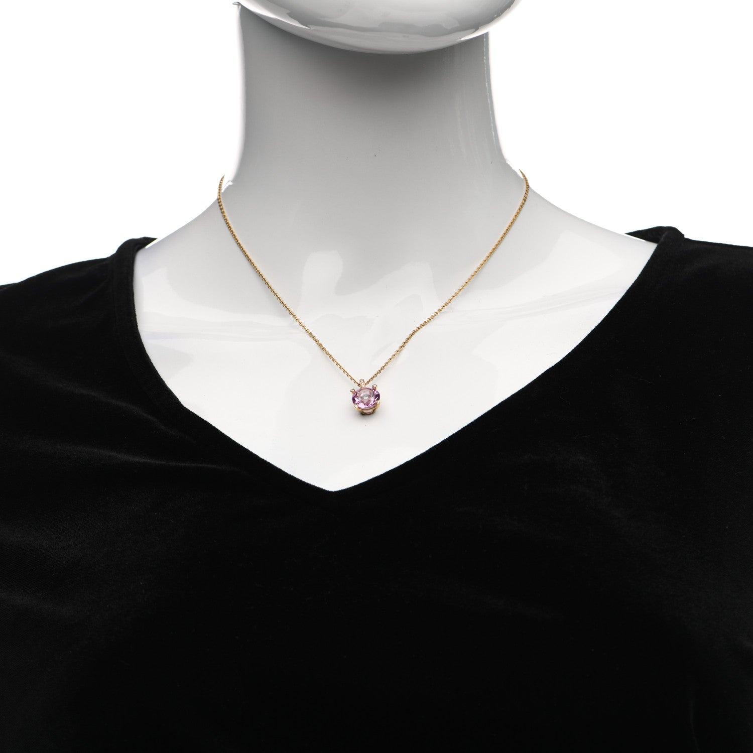 Chopard 18K Yellow Gold Diamond Pink Sapphire So Happy Necklace 2 of 7