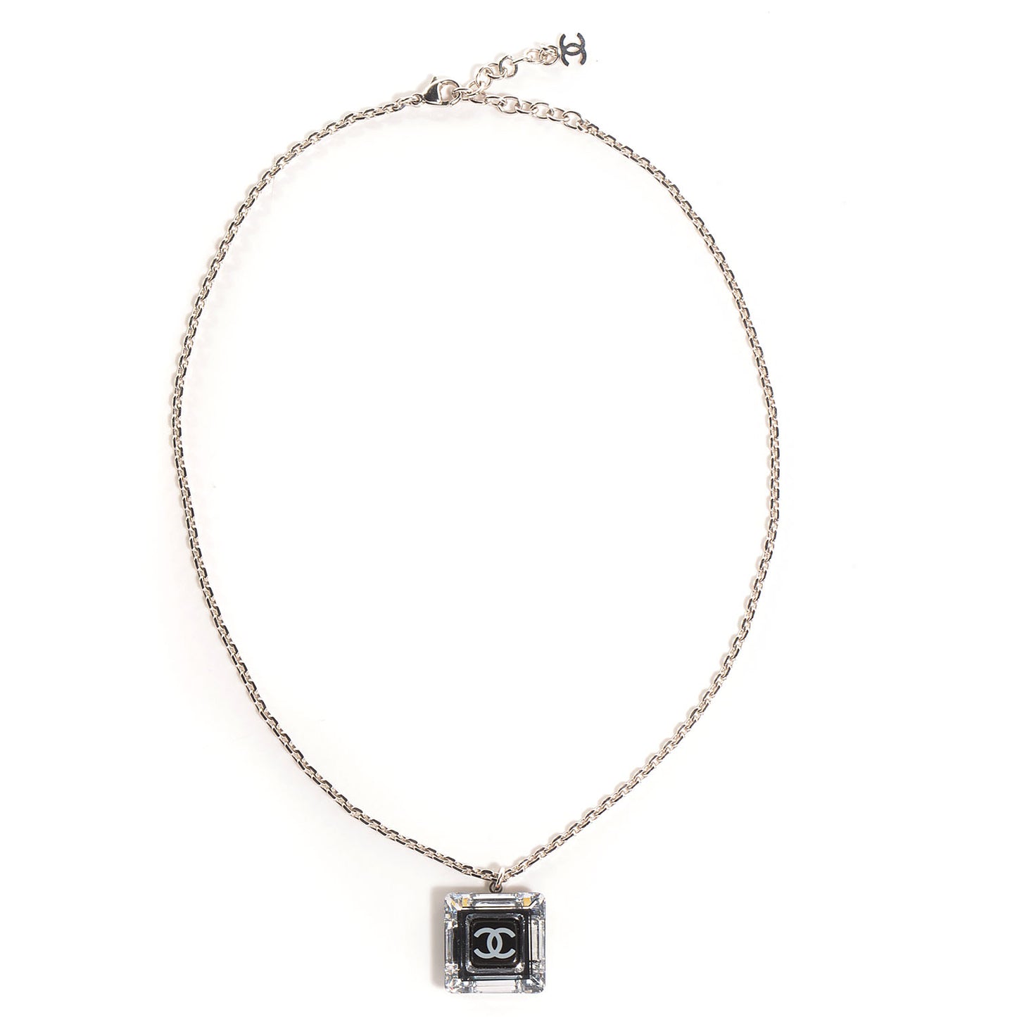 Lucite CC Square Charm Necklace