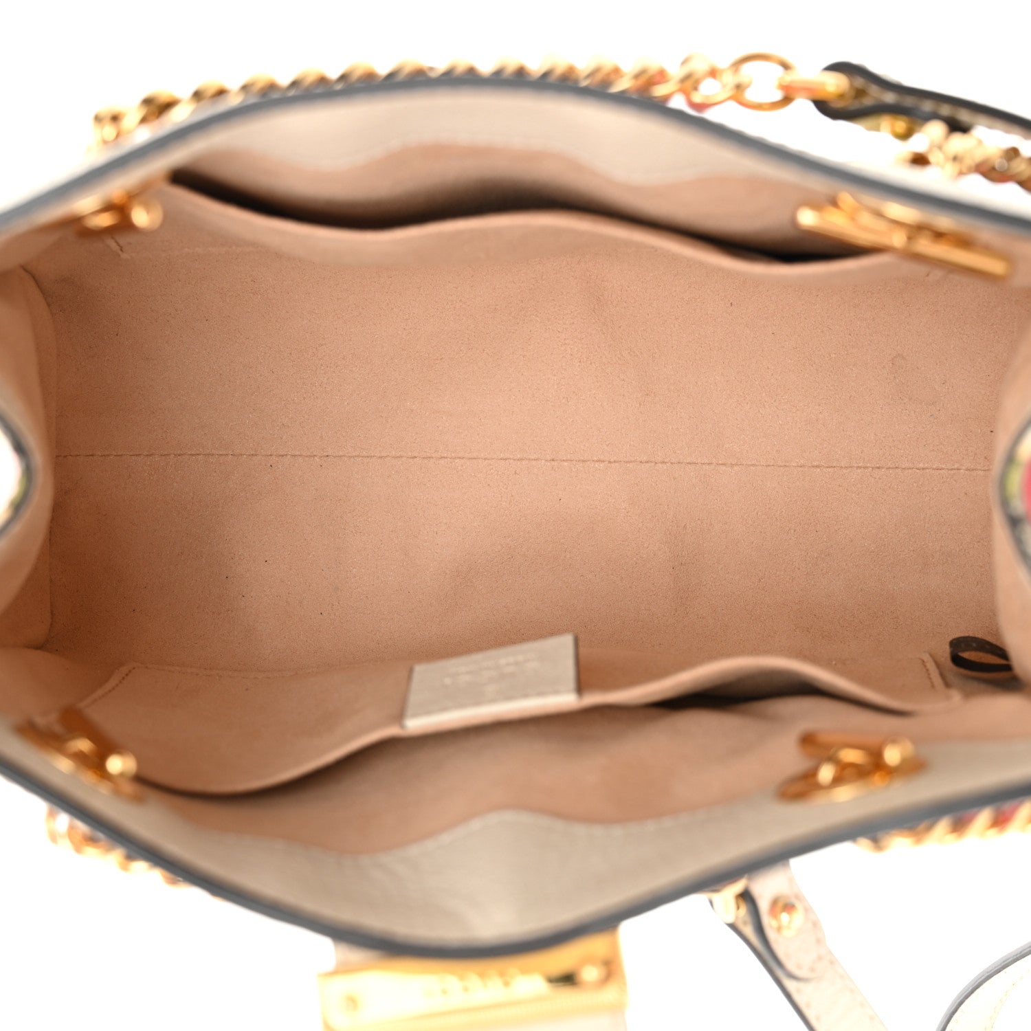 Gucci GG Supreme Monogram Flora Textured Calfskin Small Padlock Tote Beige Ebony Multicolor Mystic White 5 of 12