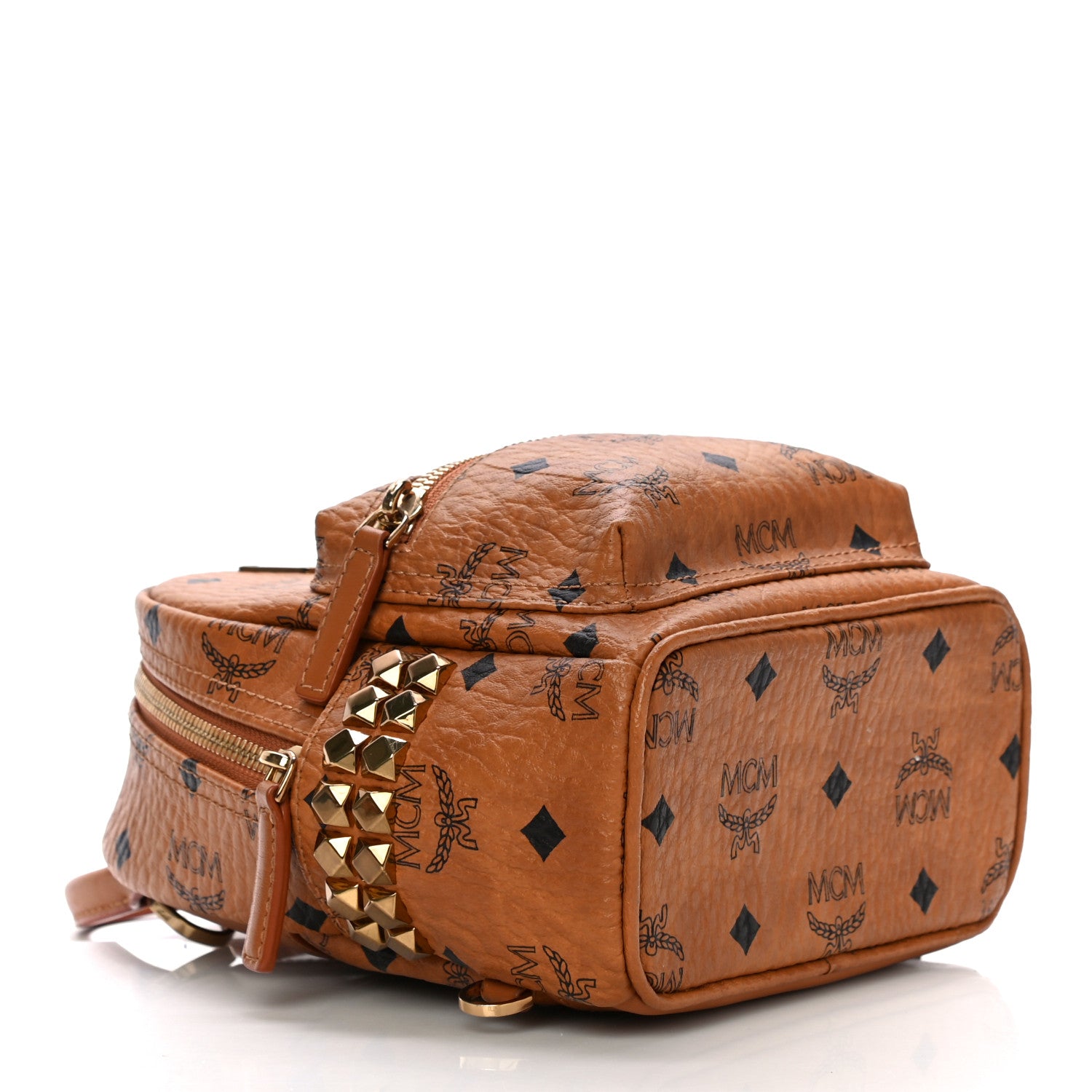 MCM Visetos Side Stud X-Mini Stark Backpack Cognac 4 of 11